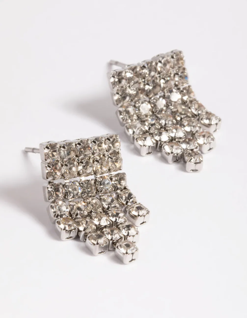 Rhodium Short Fringer Waterfall Drop Earrings