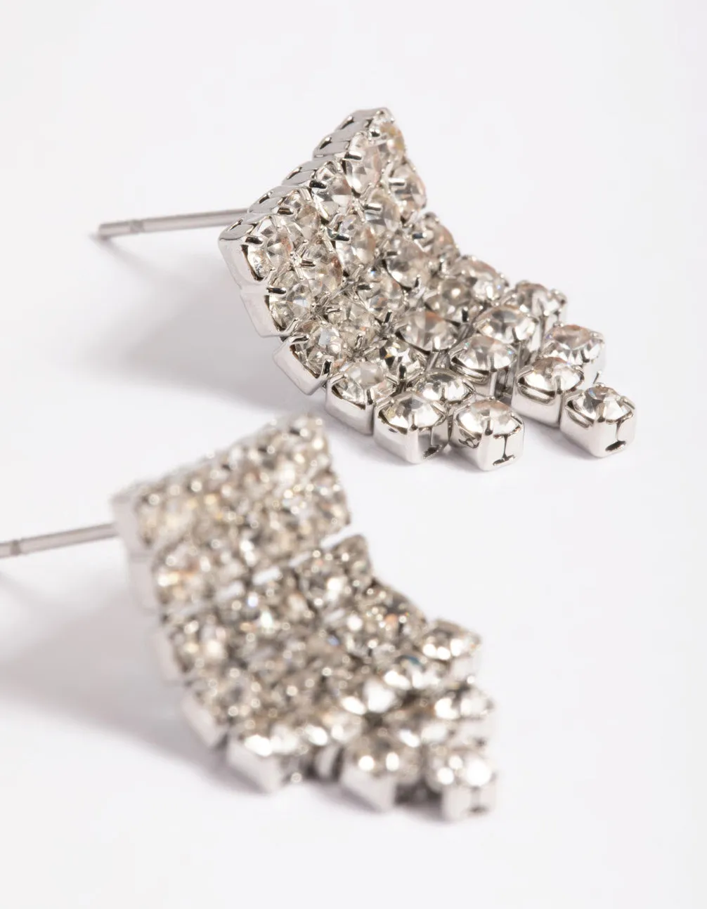 Rhodium Short Fringer Waterfall Drop Earrings