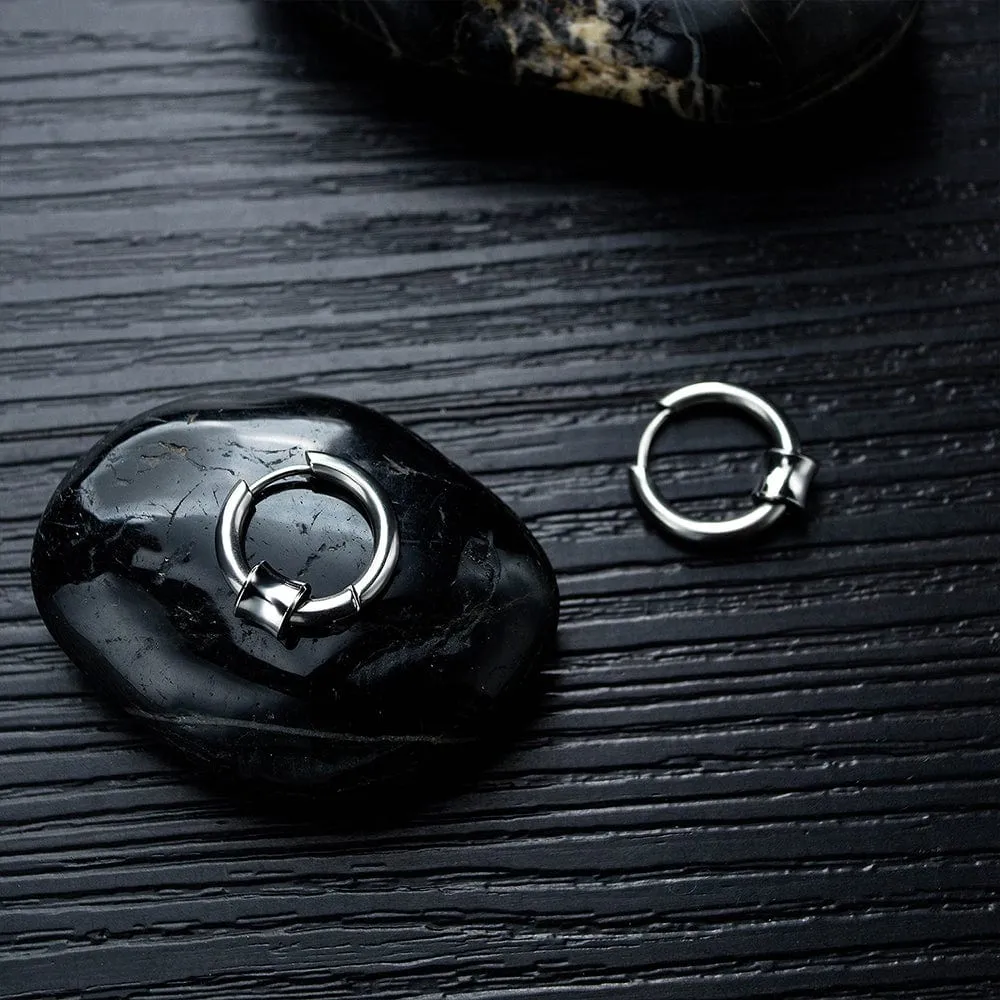 Round Hoop White Gold Layered Earrings