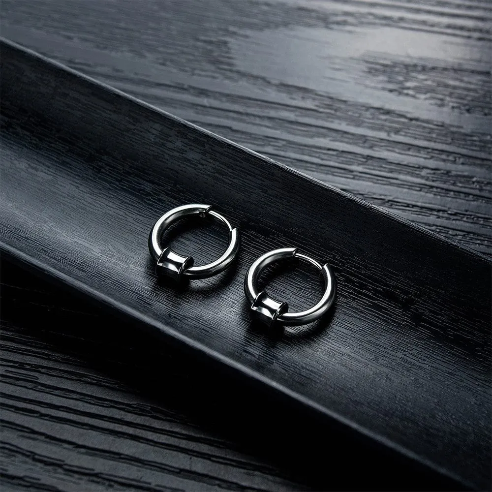Round Hoop White Gold Layered Earrings