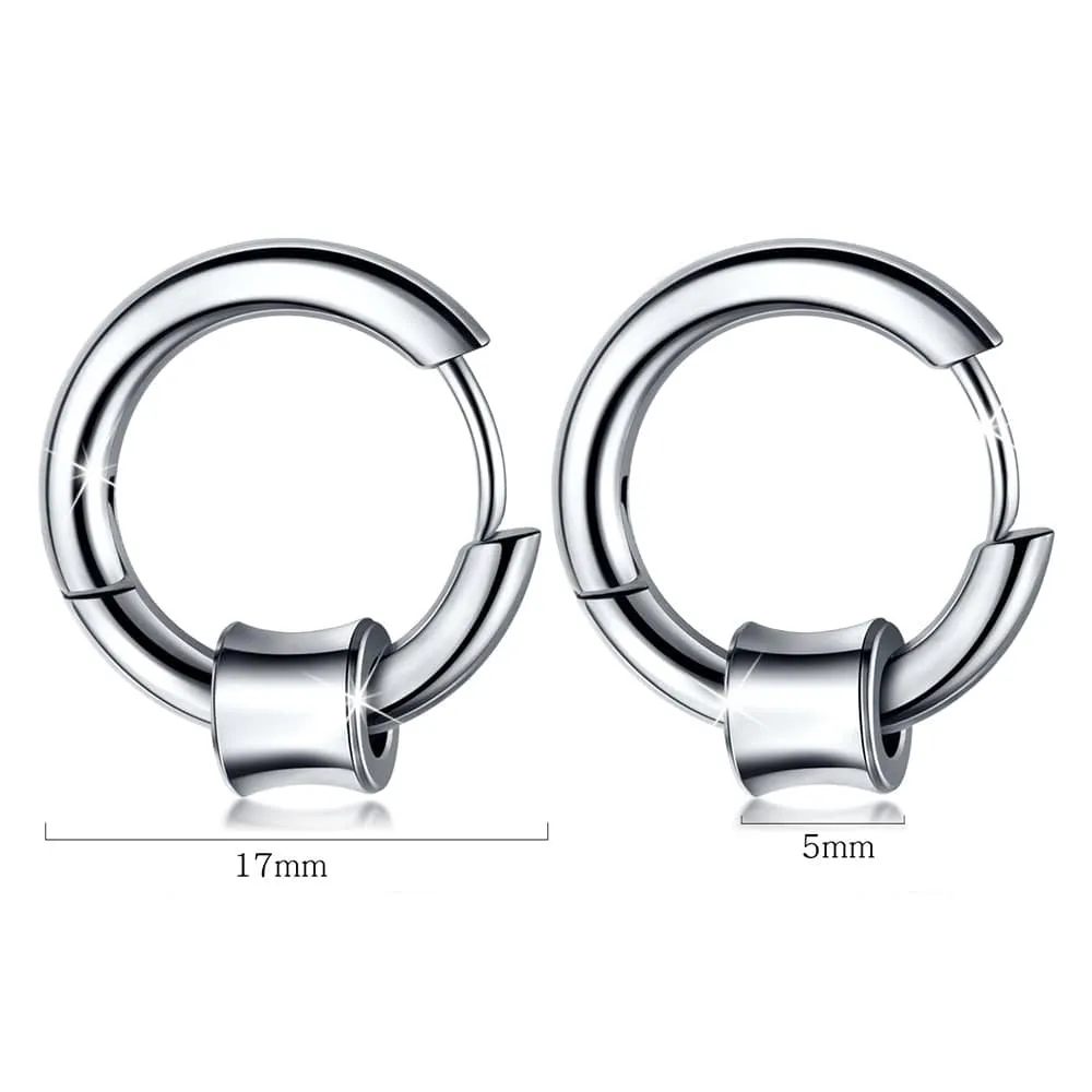 Round Hoop White Gold Layered Earrings