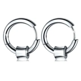 Round Hoop White Gold Layered Earrings