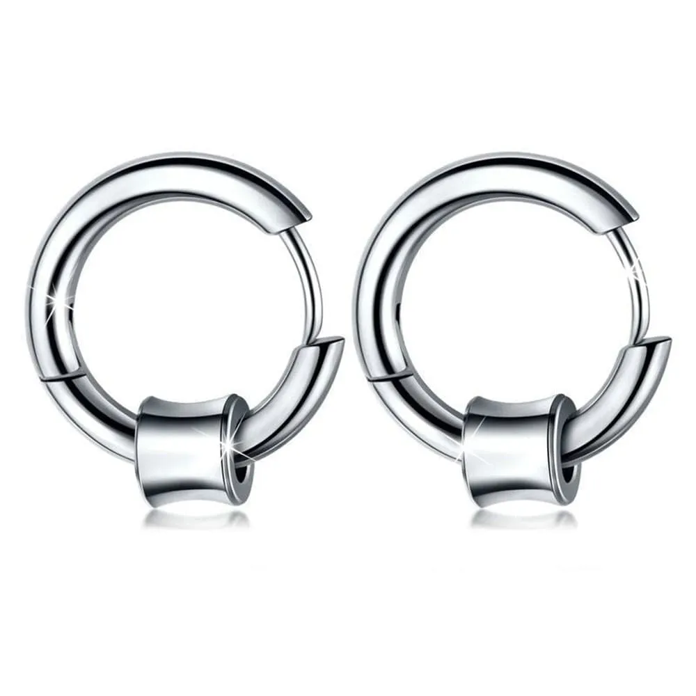 Round Hoop White Gold Layered Earrings