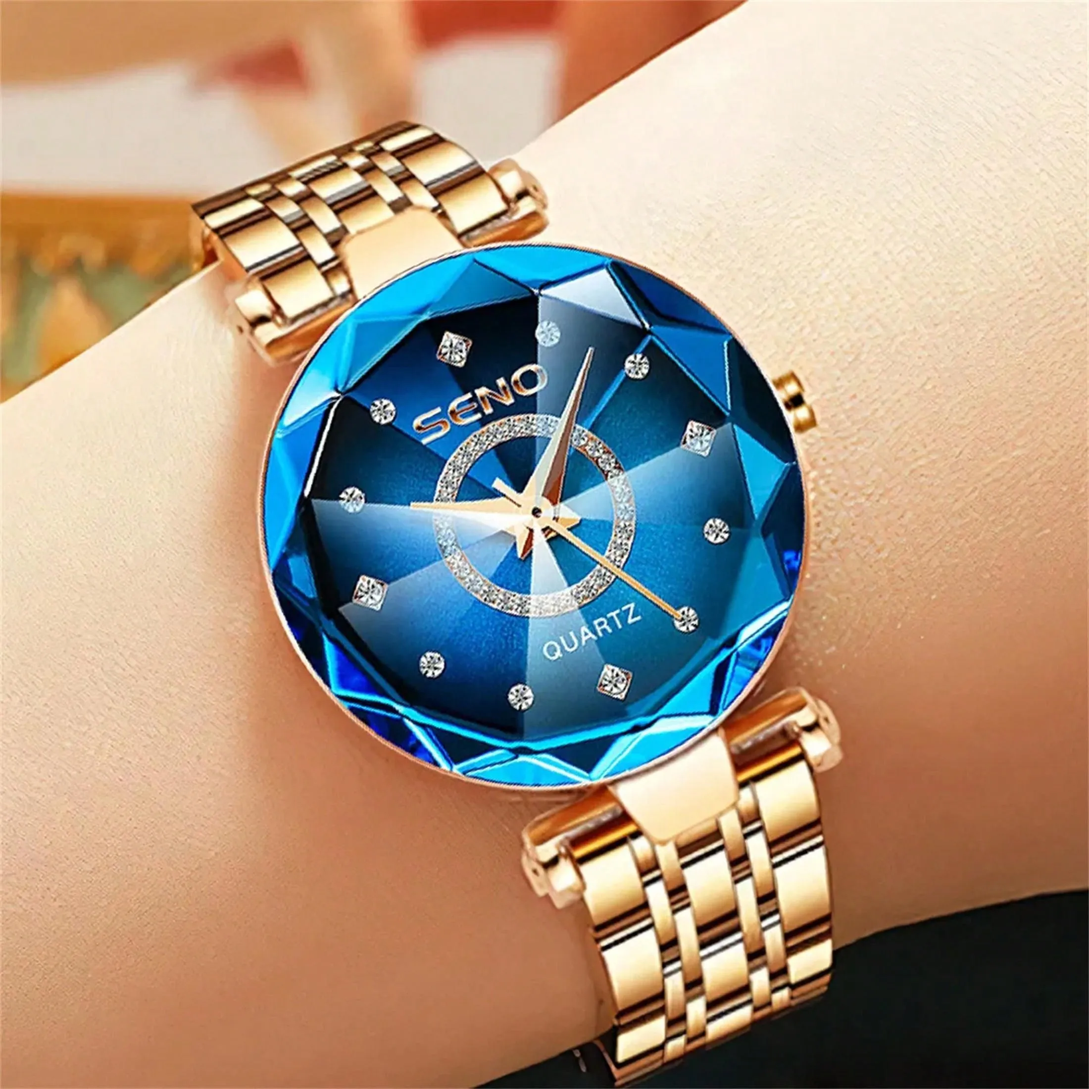 Sapphire Women's Watch with Stainless Steel Rose Gold Strap
