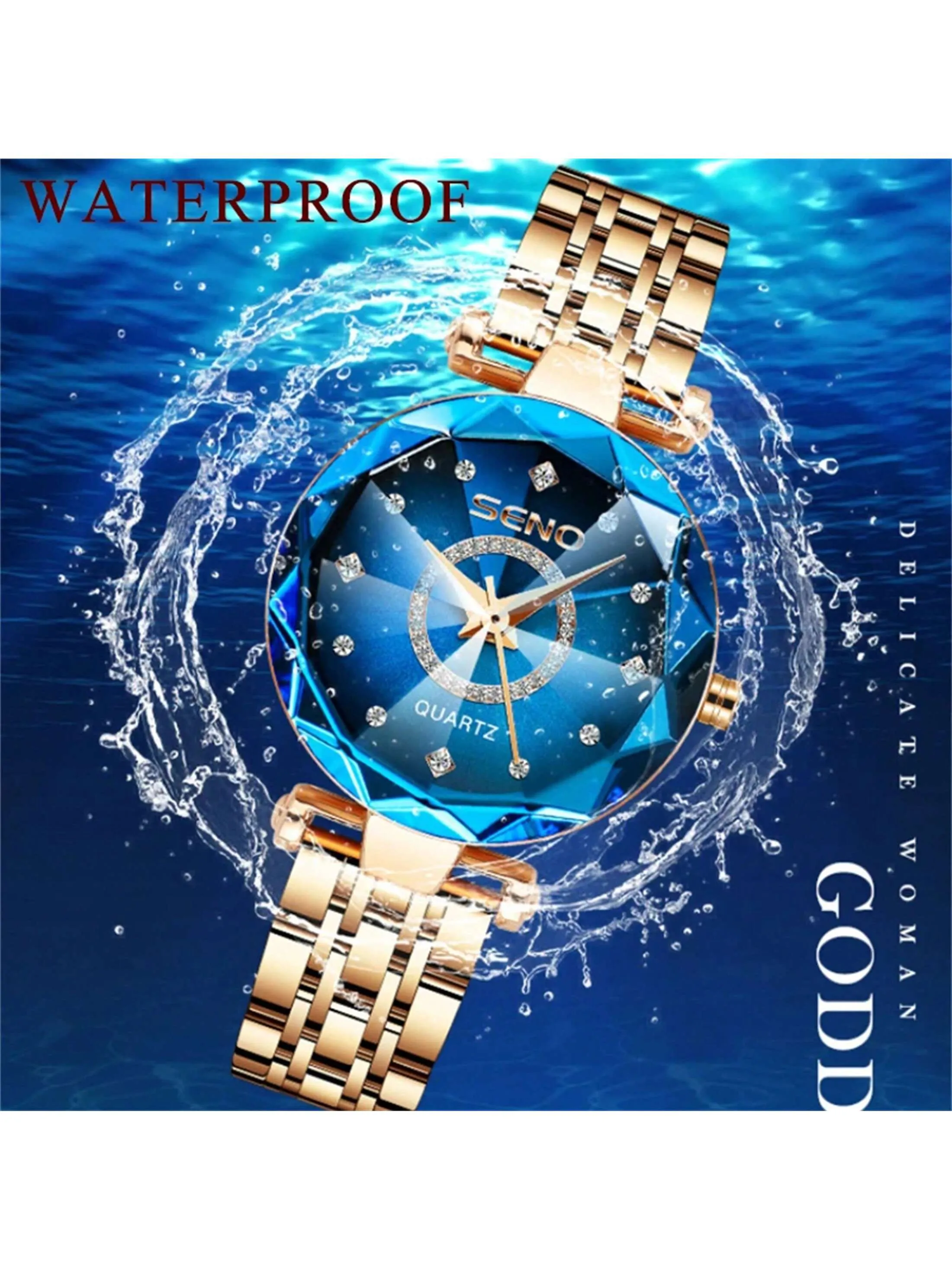 Sapphire Women's Watch with Stainless Steel Rose Gold Strap
