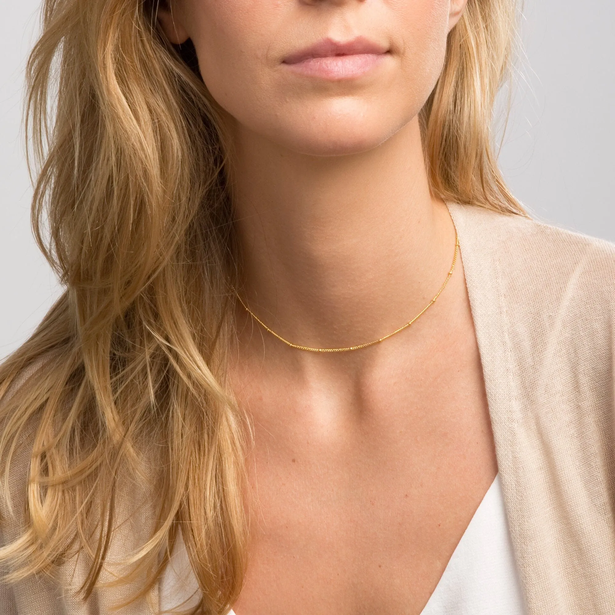 Satellite Chain - Elegant and Sturdy Saturn Beaded Necklace - CG225N. Starts at