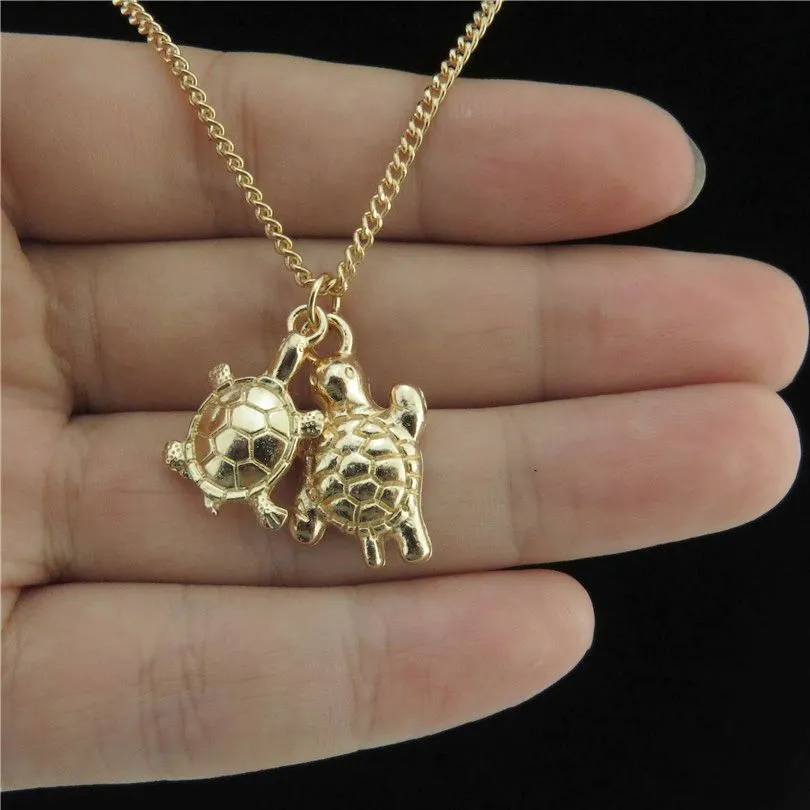 Save Sea Turtle Jewelry | Twin Sea Turtle Necklace Gold Choker