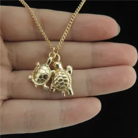 Save Sea Turtle Jewelry | Twin Sea Turtle Necklace Gold Choker