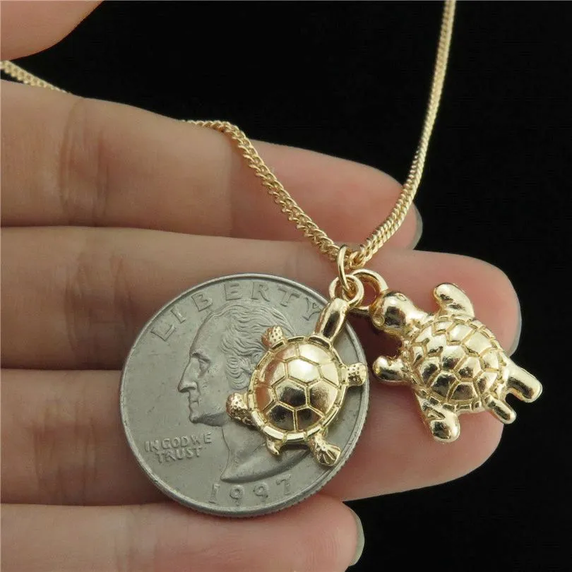 Save Sea Turtle Jewelry | Twin Sea Turtle Necklace Gold Choker