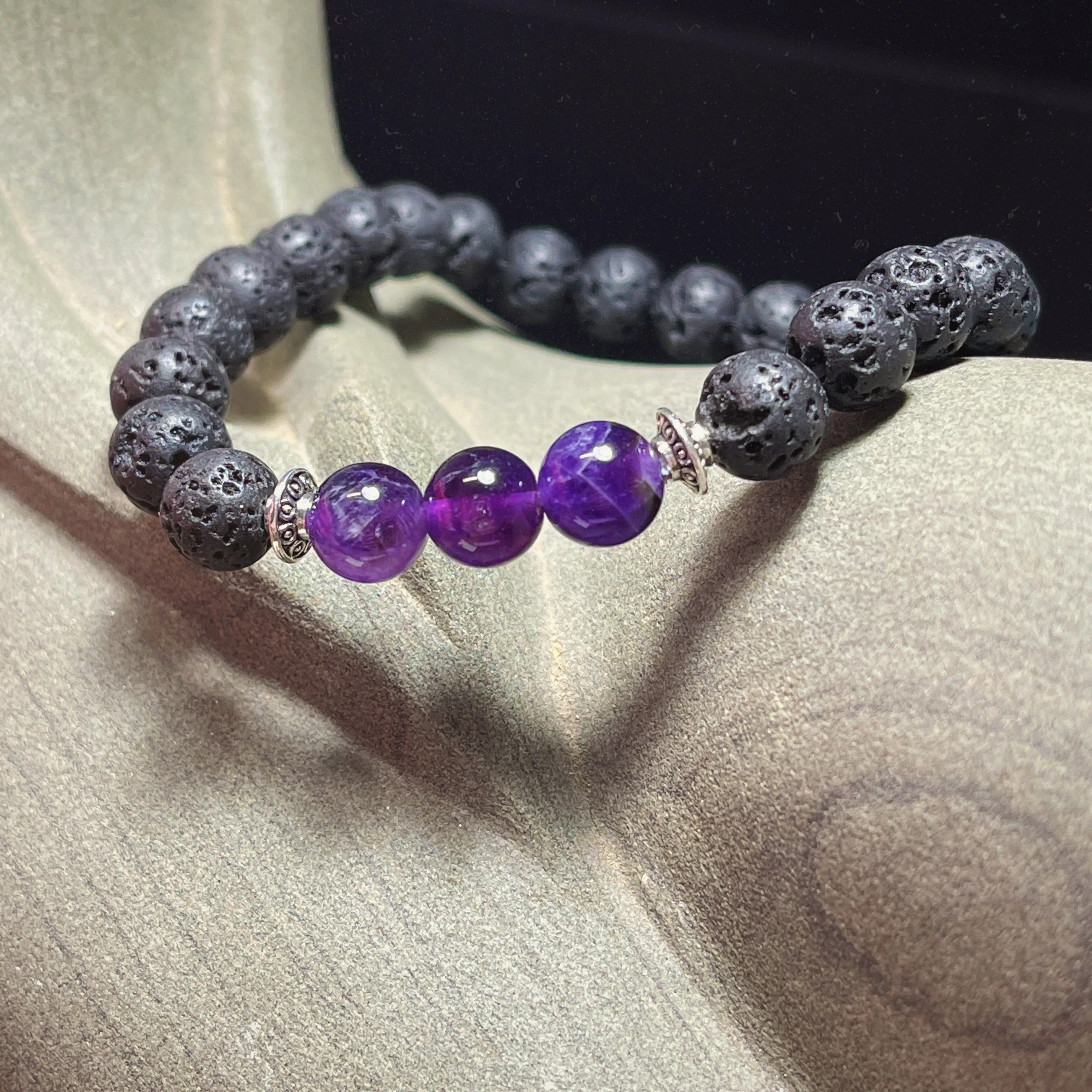 Seraphina Lava Stone Stacking Bracelets