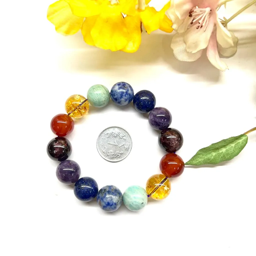 Seven Chakra Stones Bracelet  (Grounding and Balance)