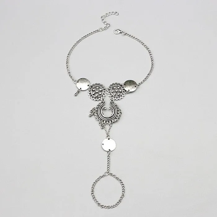 Silver Bohemian Tassel Anklet