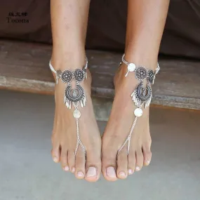 Silver Bohemian Tassel Anklet