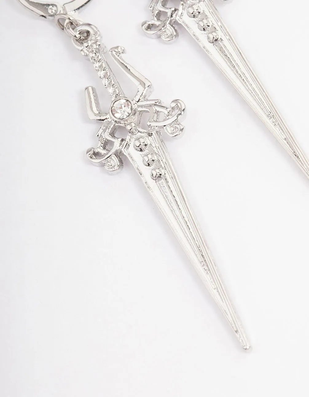 Silver Drop Hoop Earrings