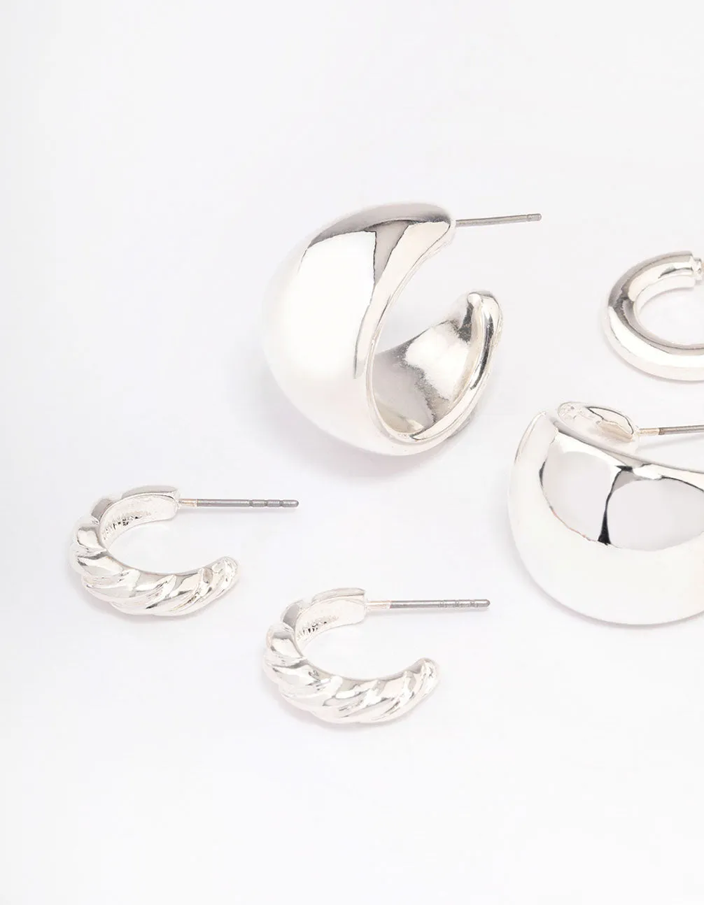 Silver Multi Hoop Earrings Pack
