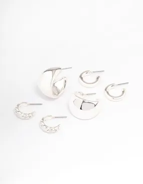 Silver Multi Hoop Earrings Pack