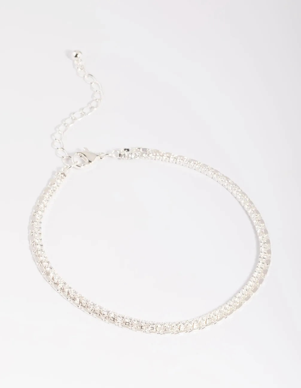Silver Plated Brass  Cubic Zirconia Anklet