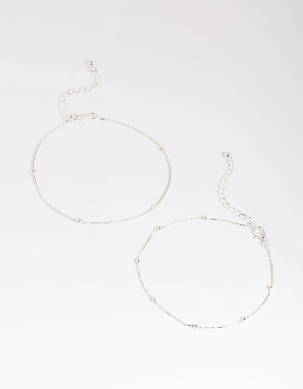 Silver Plated Brass  Cubic Zirconia Ball Anklet