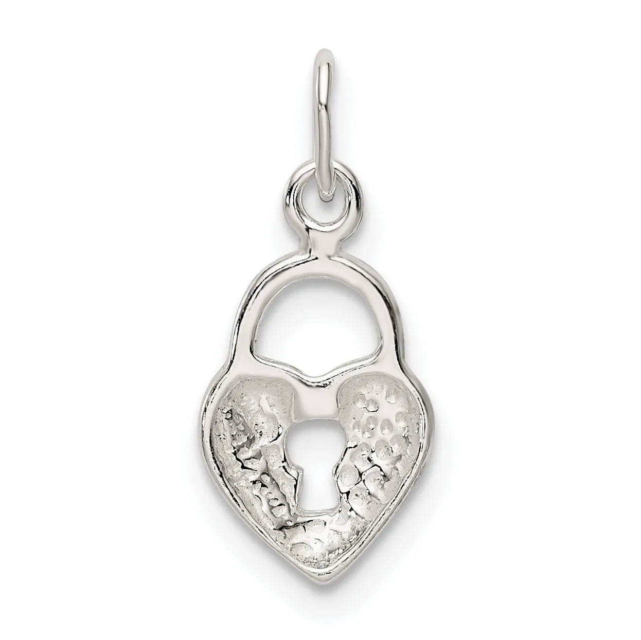 Silver Polished Heart Lock Design Pendant