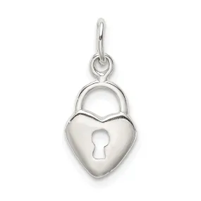 Silver Polished Heart Lock Design Pendant