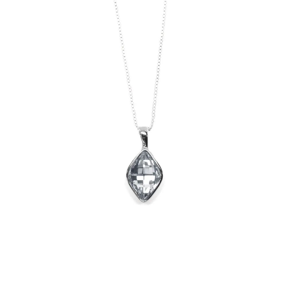 Silver Rhombus Shaped Crystal Necklace
