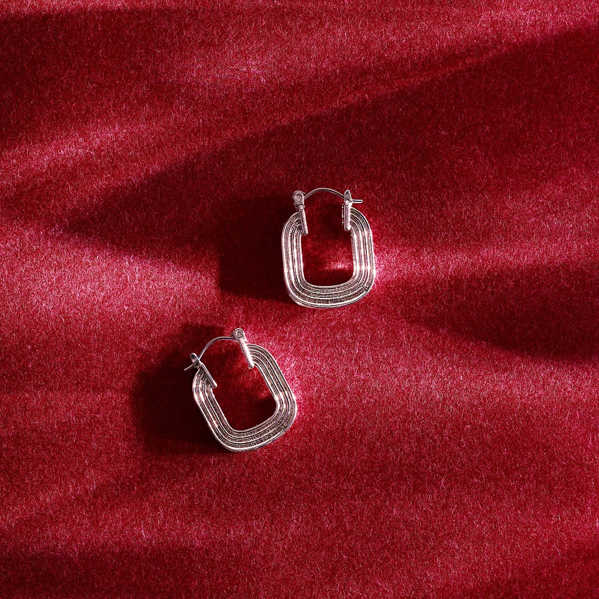Silver Square Hoop Earrings