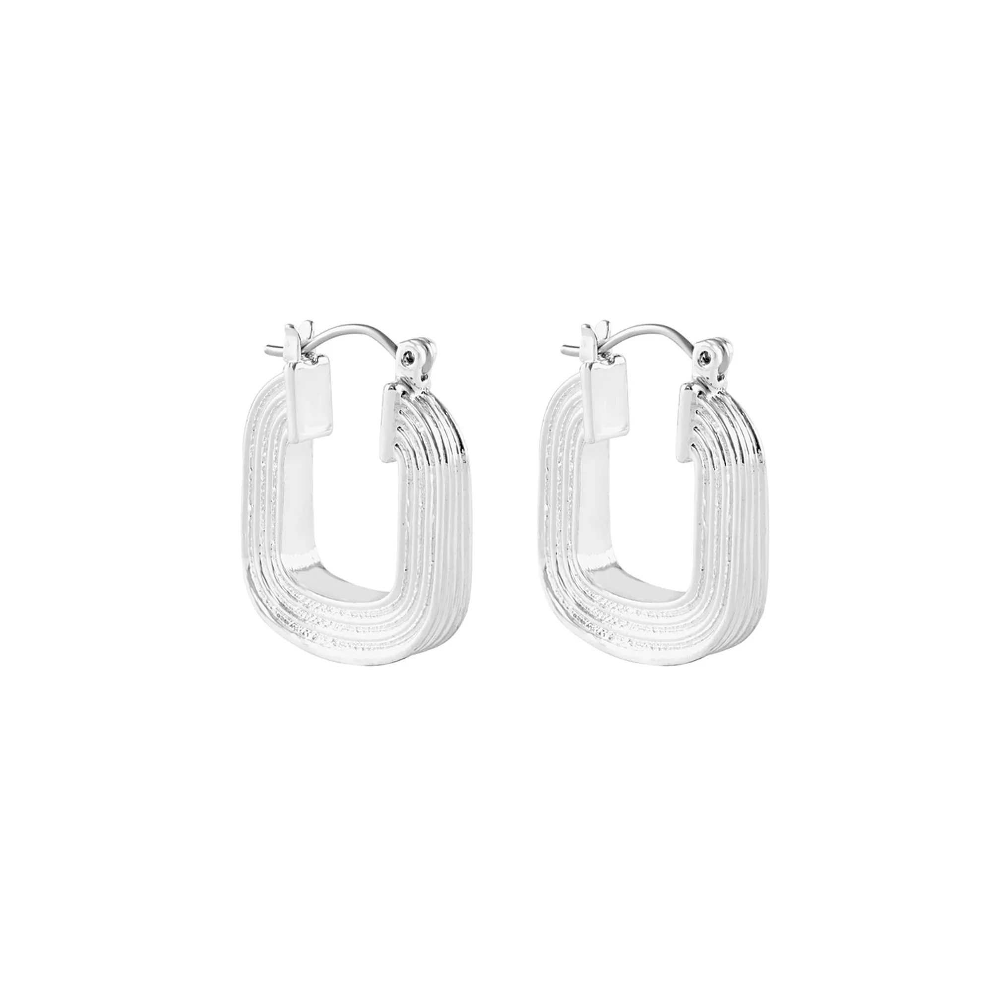 Silver Square Hoop Earrings