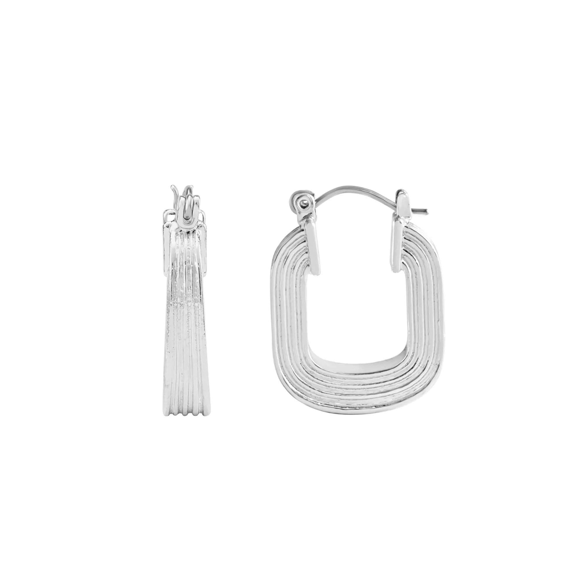 Silver Square Hoop Earrings