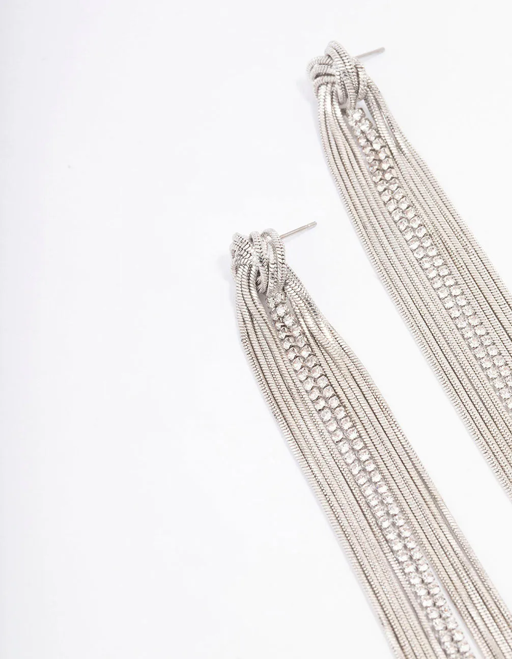 Silver Swirl Cup Chain Drop Earrings