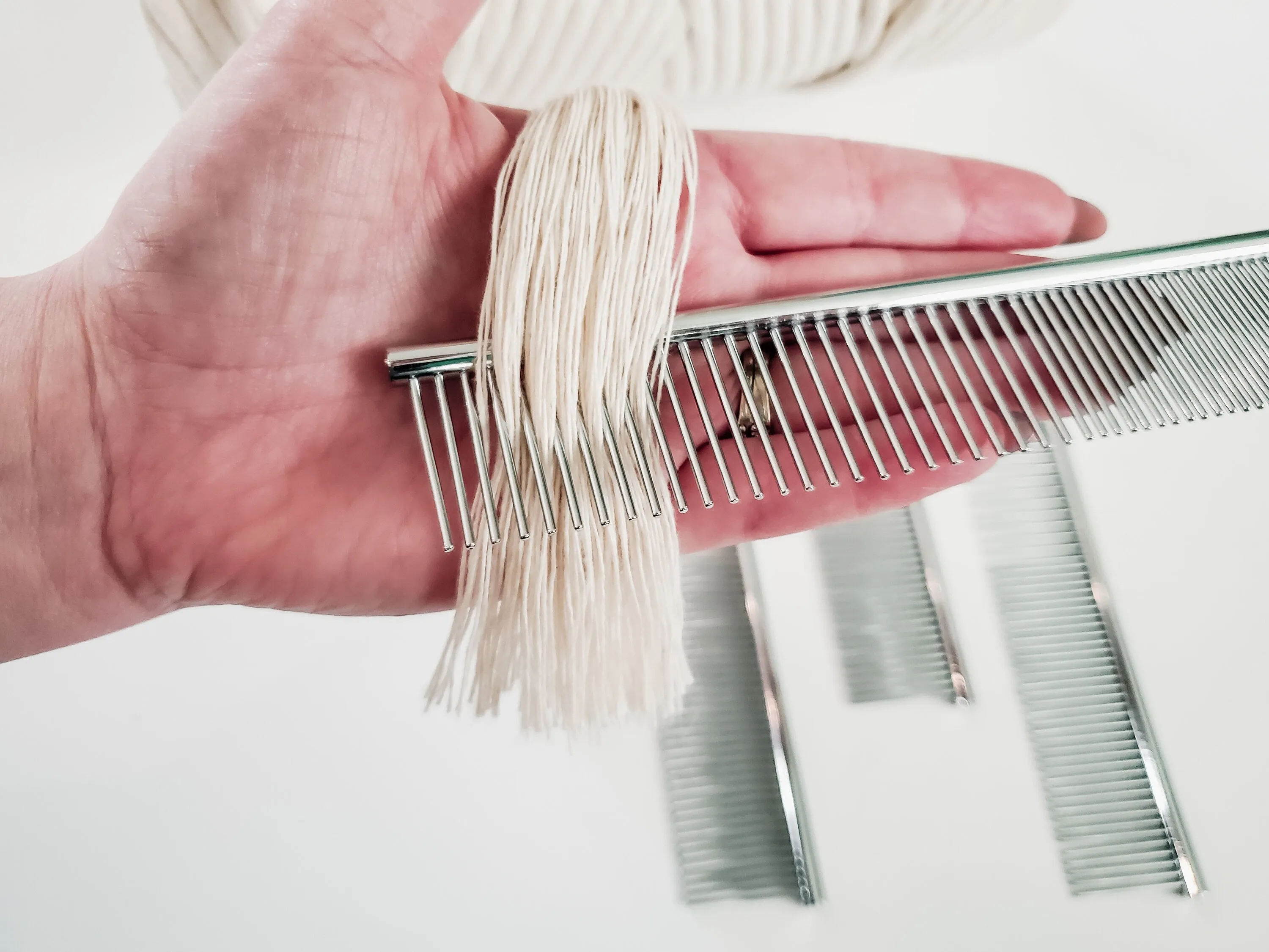 Stainless steel macrame combs. Duel sided fringe and tassels comb.