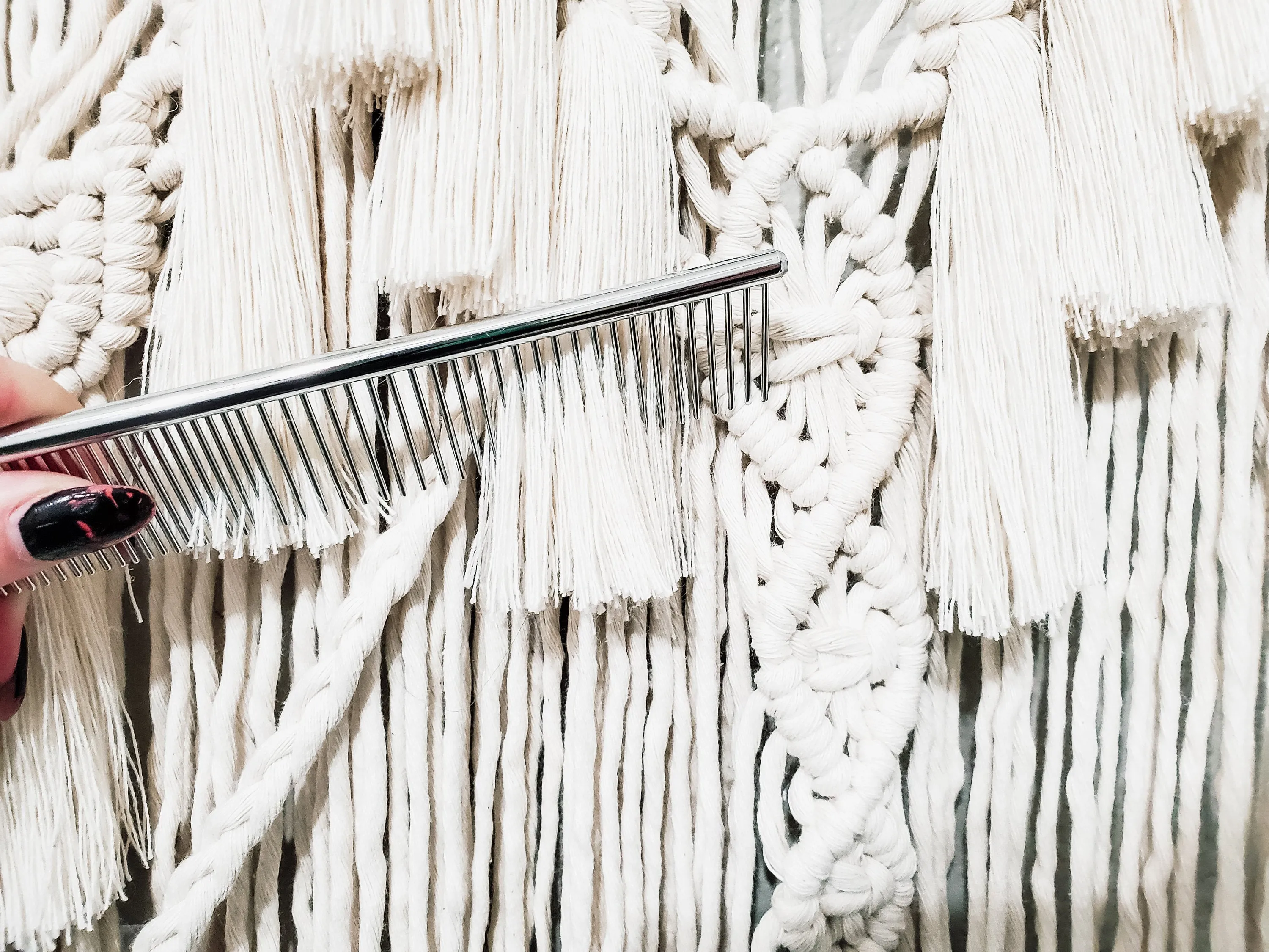 Stainless steel macrame combs. Duel sided fringe and tassels comb.