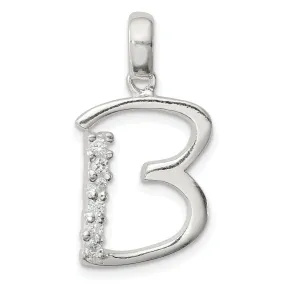 Sterling Silver CZ Initial B Charm Pendant