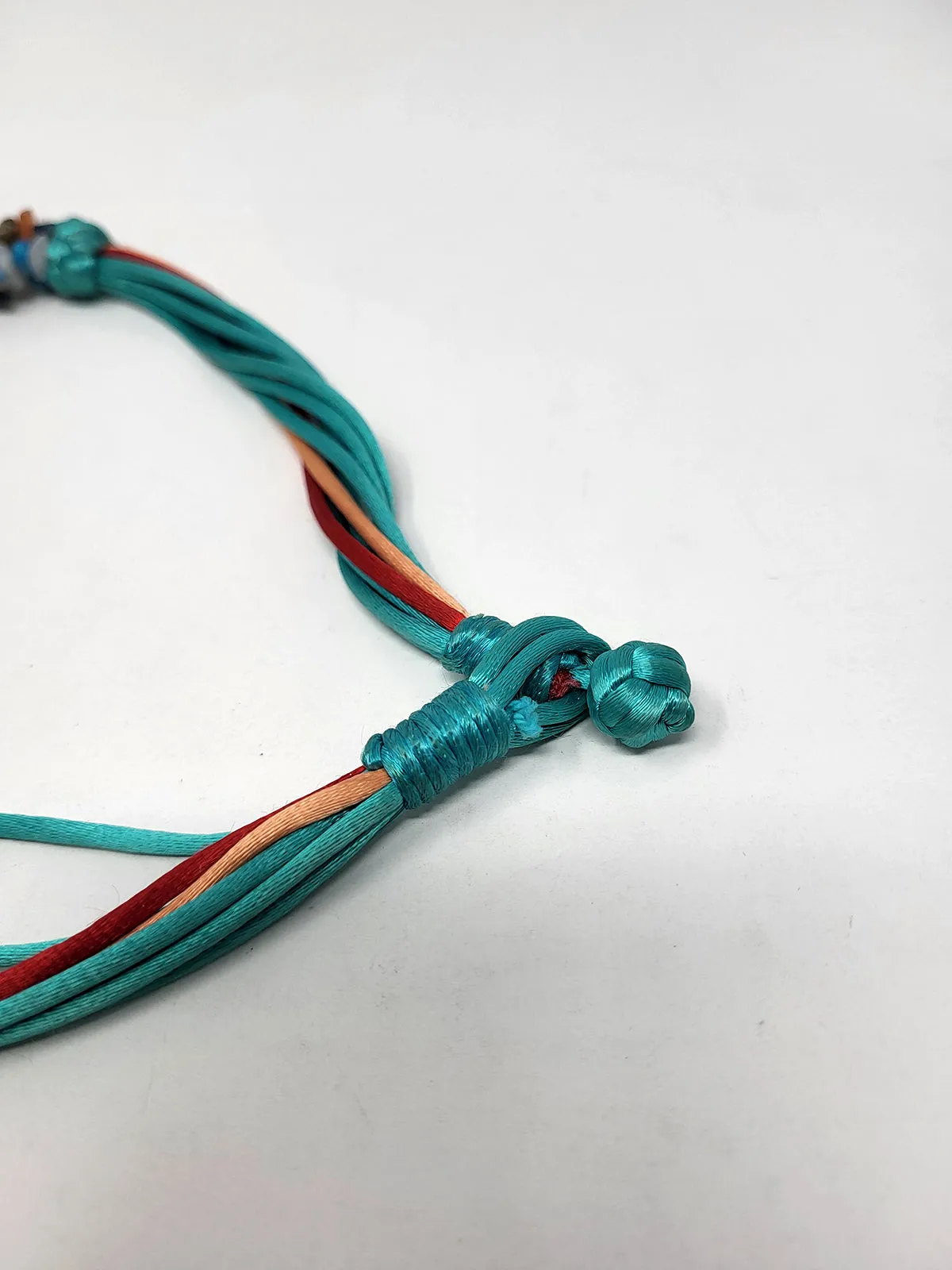 Stone Beaded Multi-Strand w/ Satin Cord Necklace