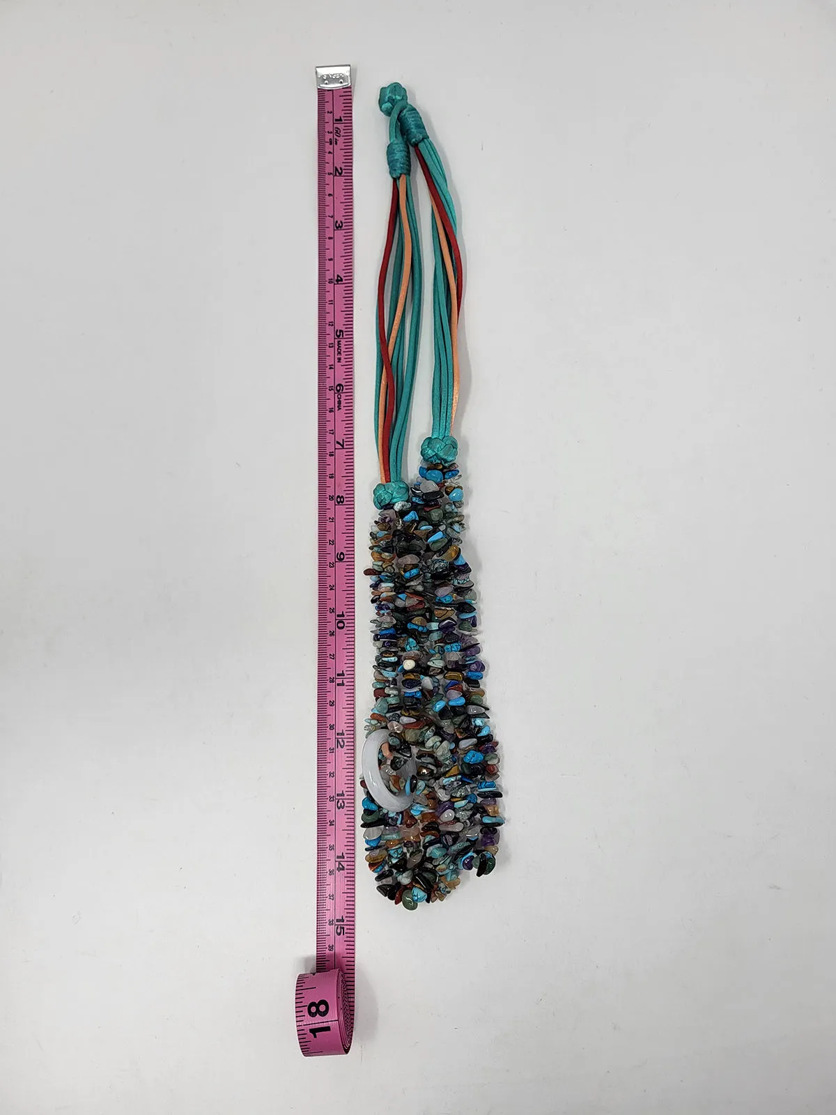 Stone Beaded Multi-Strand w/ Satin Cord Necklace
