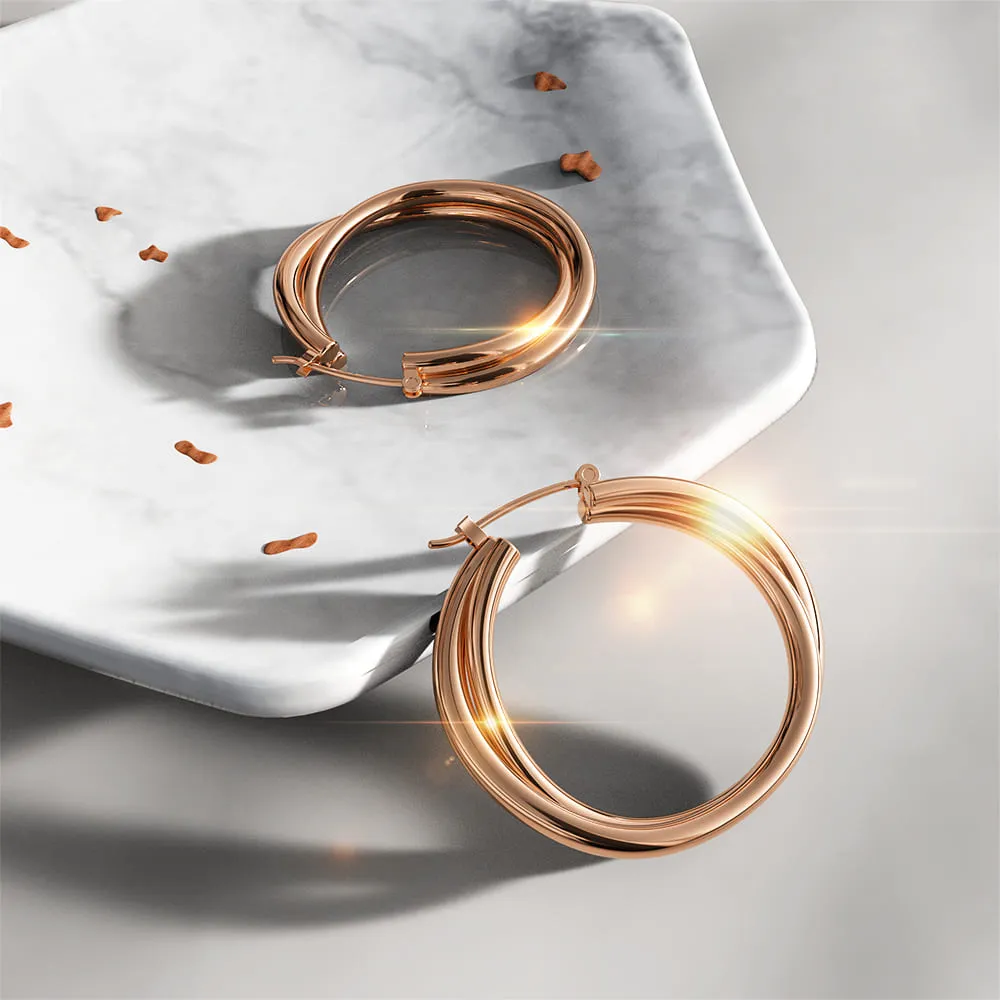 Subtle Hoop Rose Gold Layered Earrings