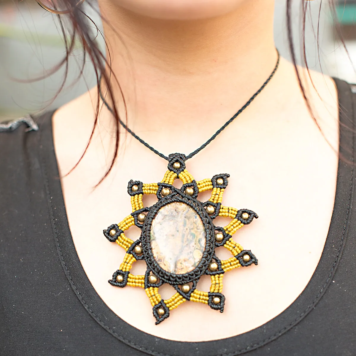Tara Macrame Pendant with Jasper Stone