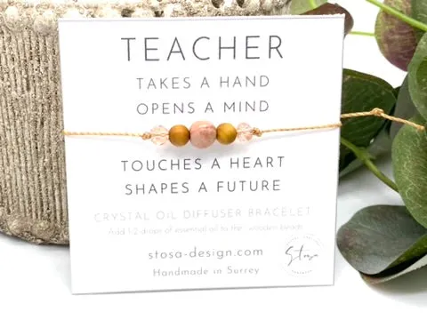 Teacher Gift Card - Gemstone Diffuser Bracelets