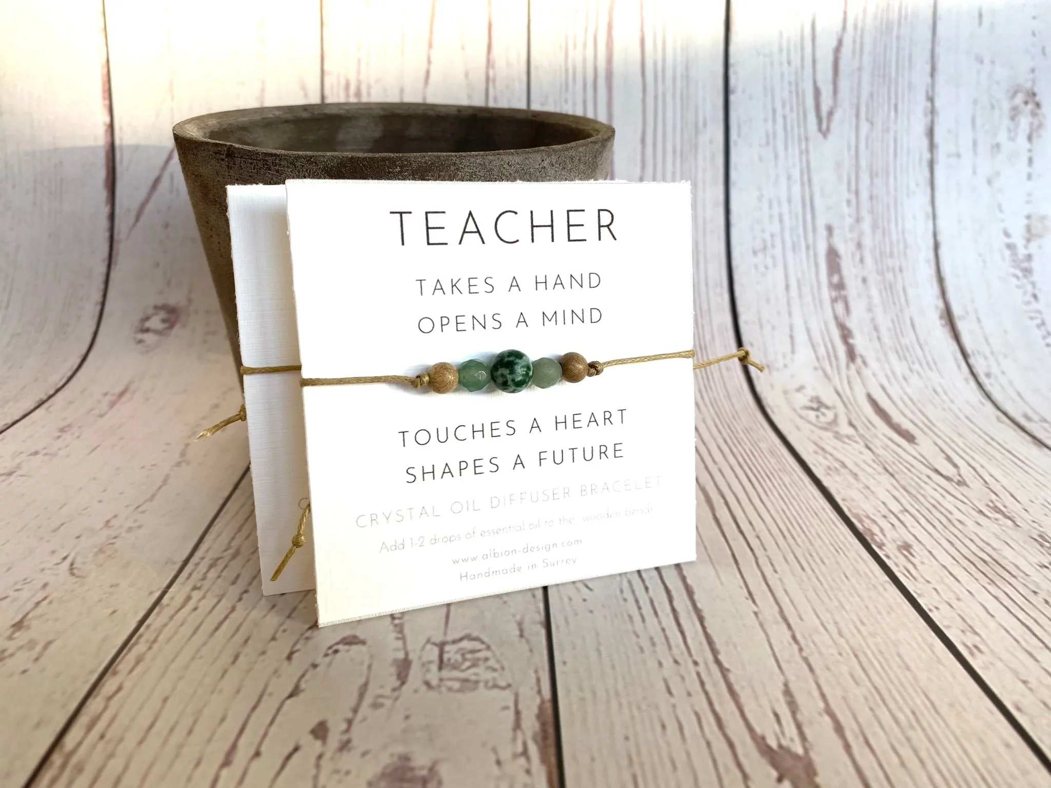 Teacher Gift Card - Gemstone Diffuser Bracelets
