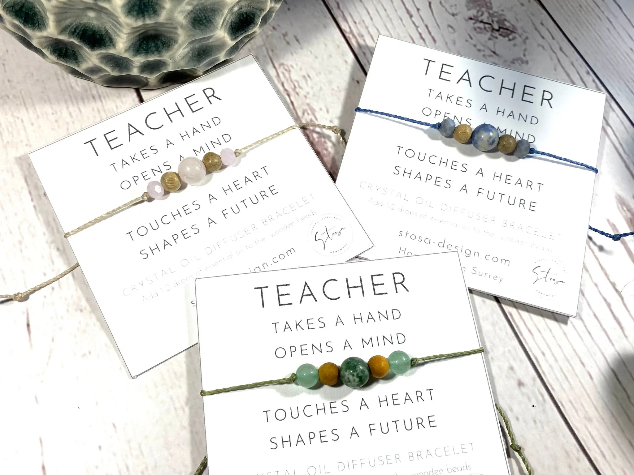 Teacher Gift Card - Gemstone Diffuser Bracelets