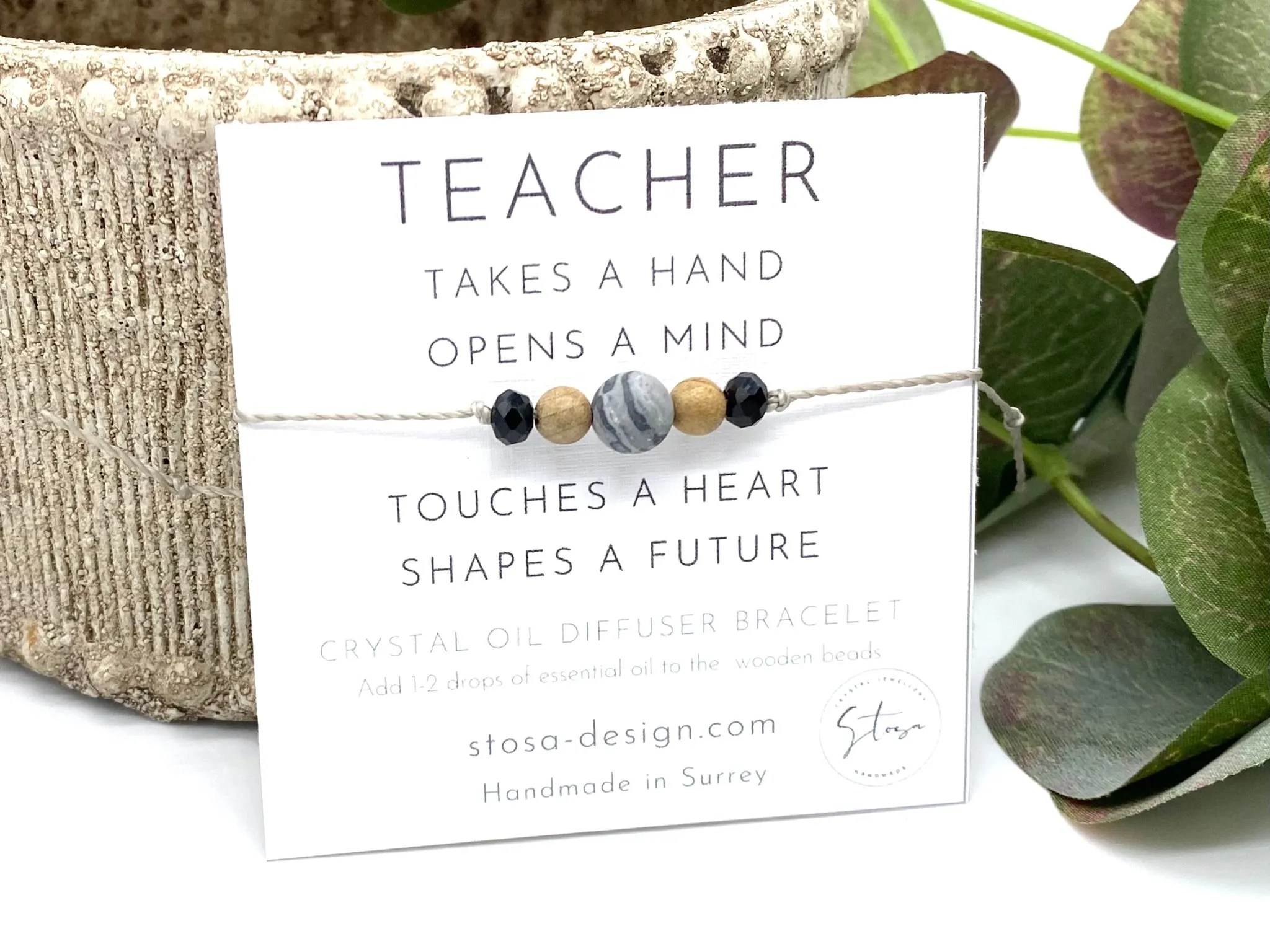 Teacher Gift Card - Gemstone Diffuser Bracelets