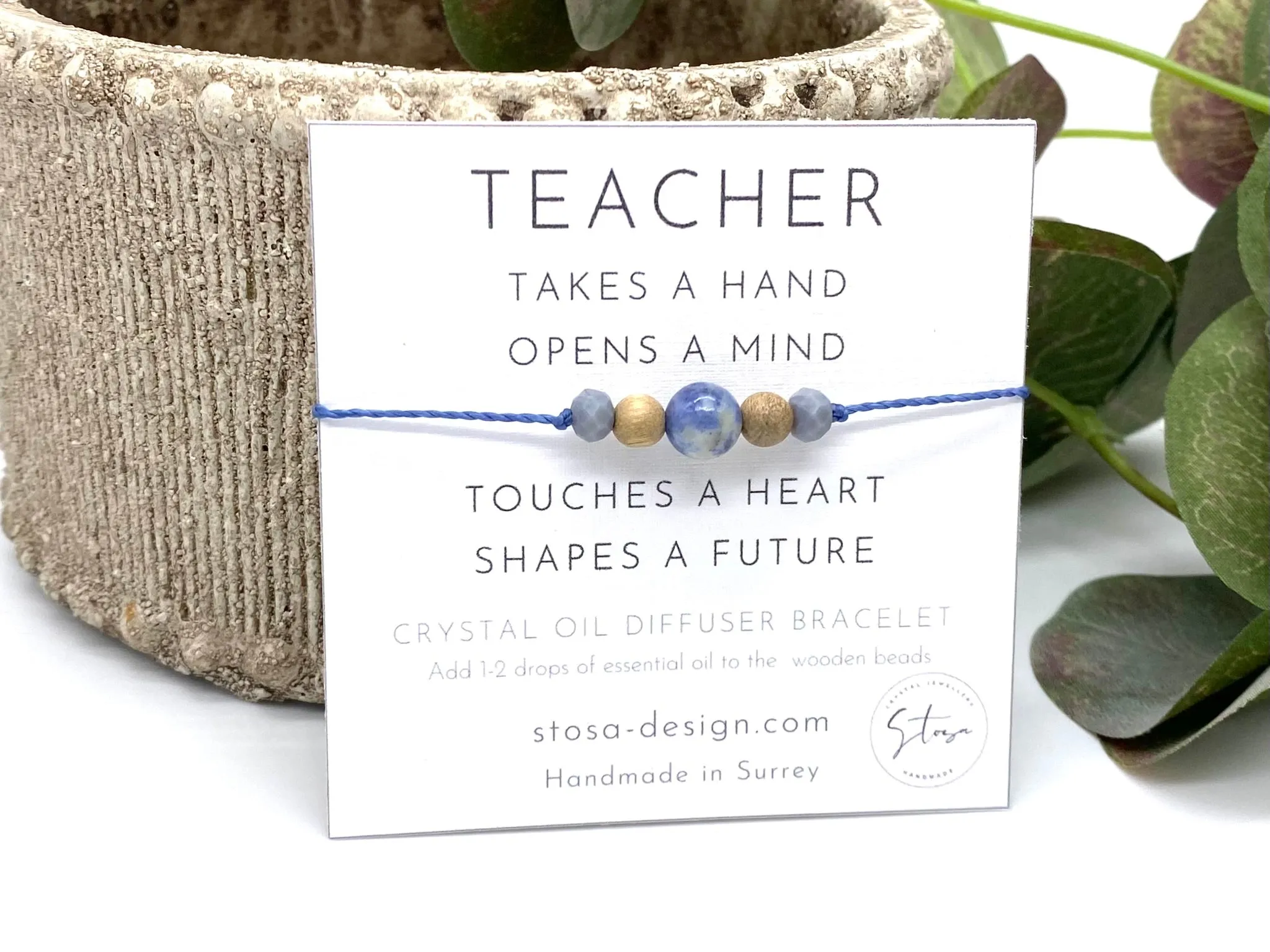 Teacher Gift Card - Gemstone Diffuser Bracelets