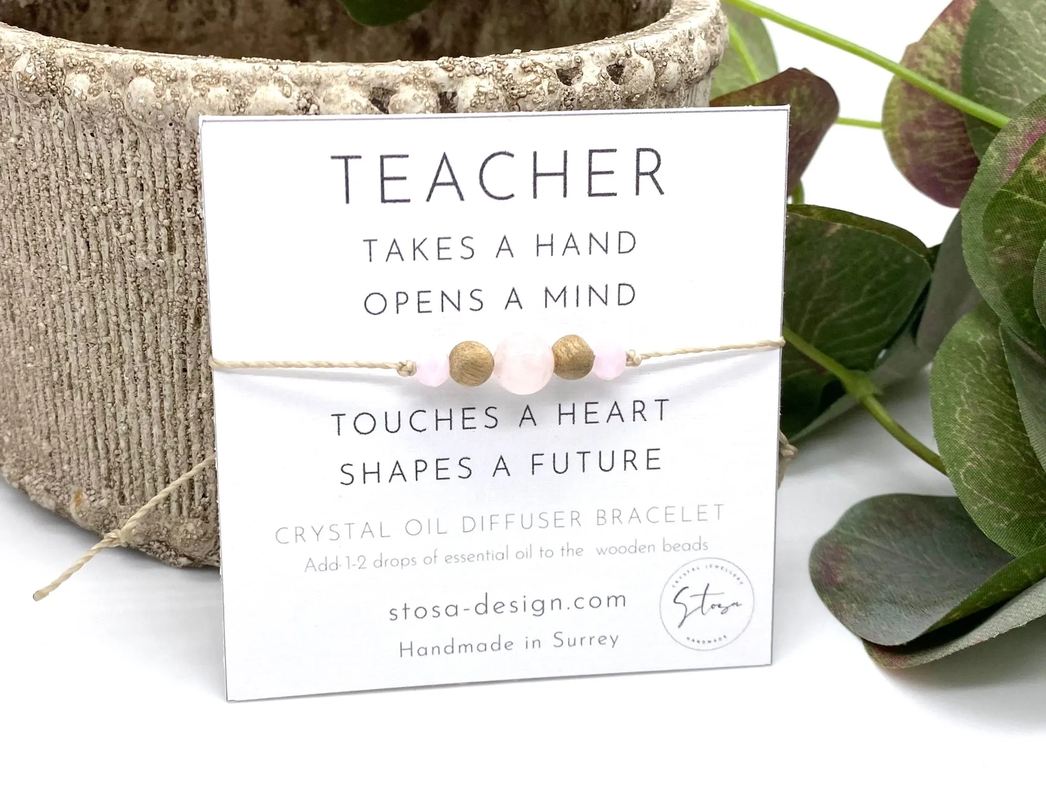 Teacher Gift Card - Gemstone Diffuser Bracelets