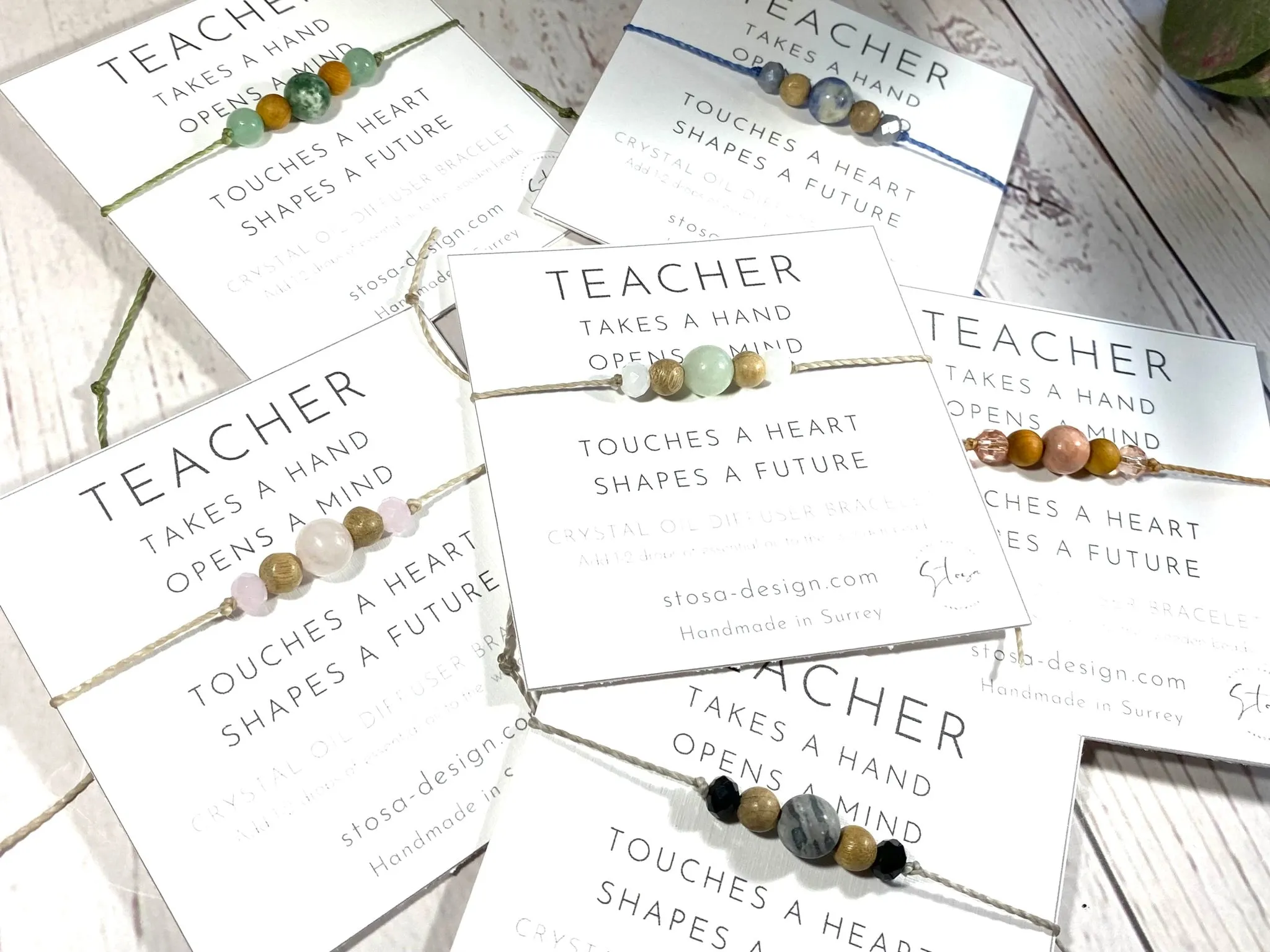 Teacher Gift Card - Gemstone Diffuser Bracelets