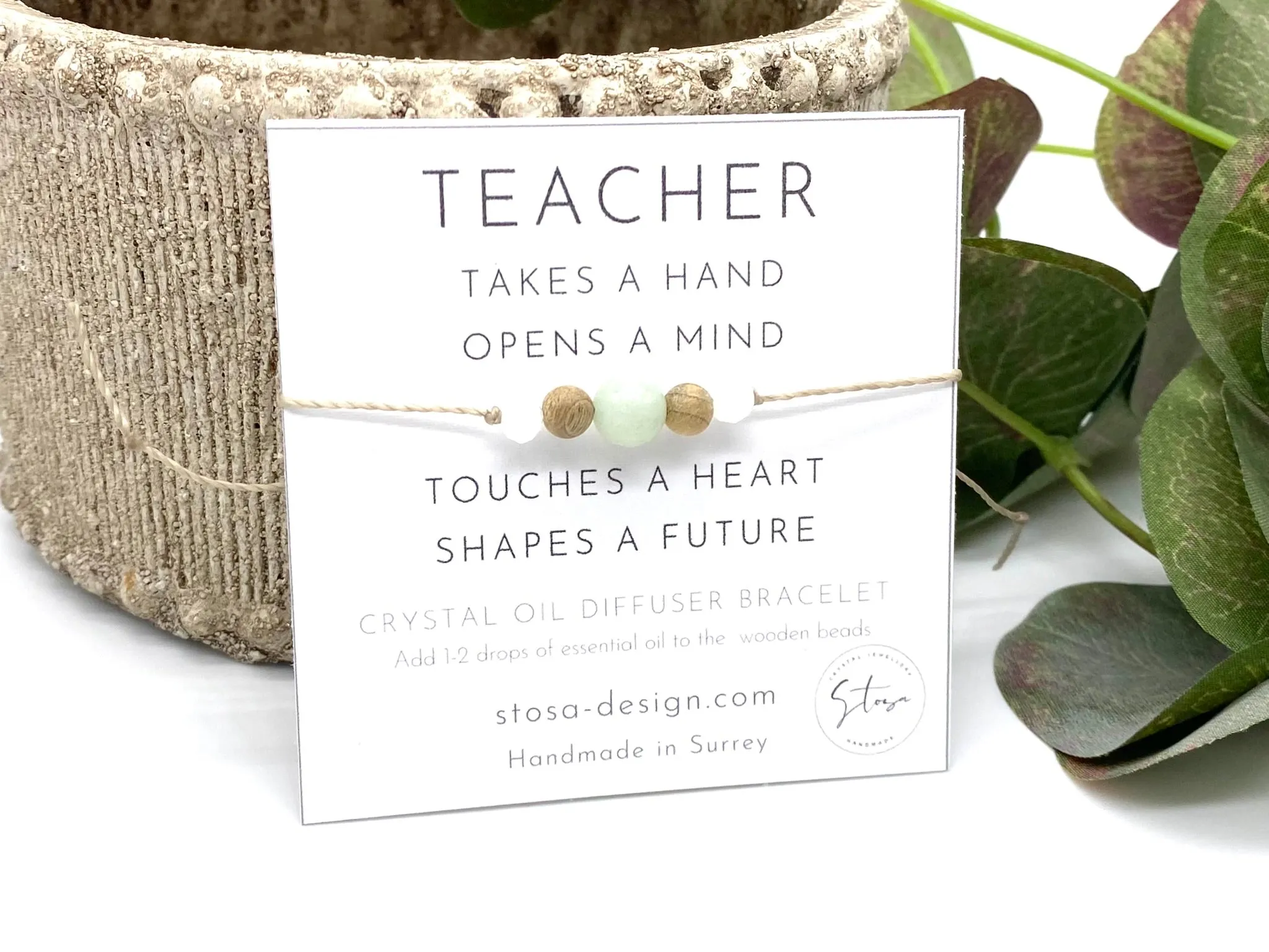 Teacher Gift Card - Gemstone Diffuser Bracelets