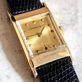 TIFFANY & Co. by CONCORD Watch 14K GOLD Tank Case Vintage Wristwatch