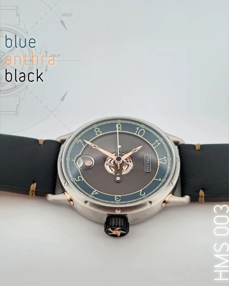 TIMELESS HMS 003 BLUE ANTRACITE DIAL