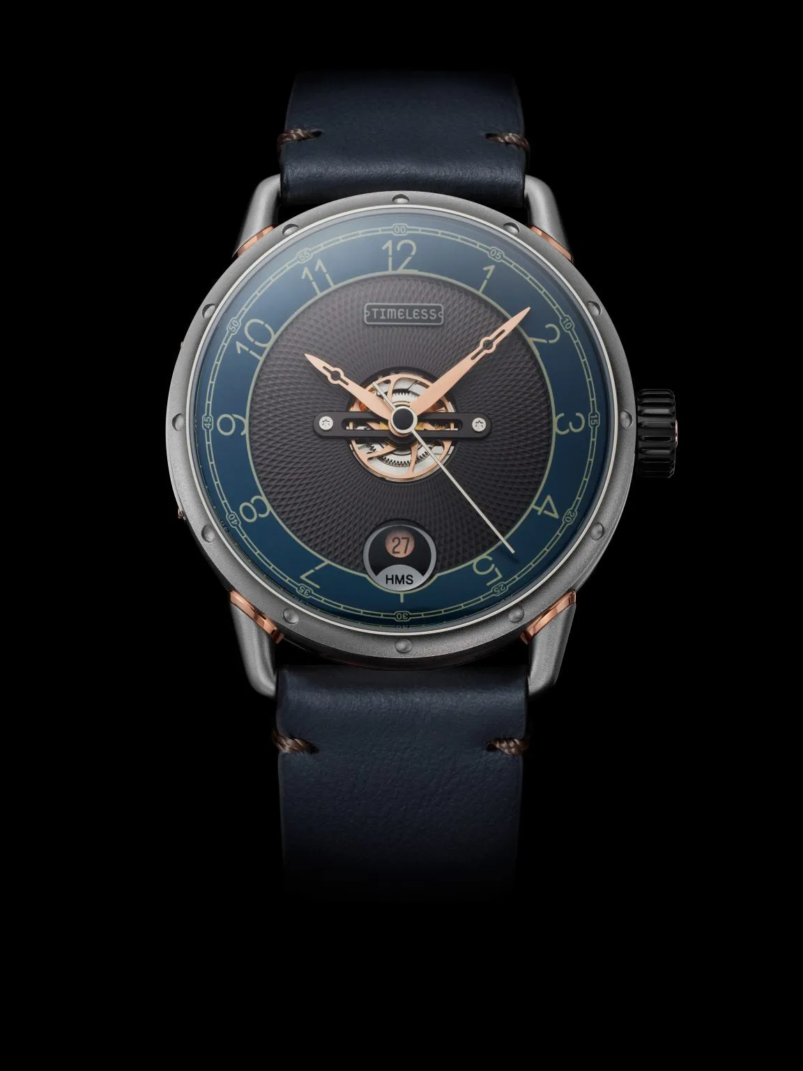 TIMELESS HMS 003 BLUE ANTRACITE DIAL