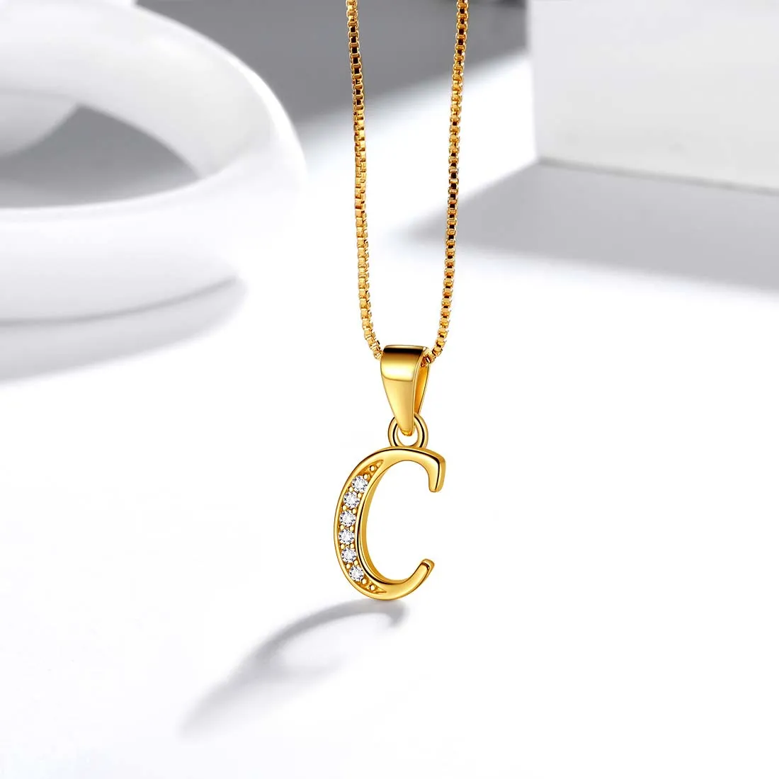 Tokyo Mart Letter C Initial Necklaces Pendant Women Men Name Jewelry Gift 925 Silver