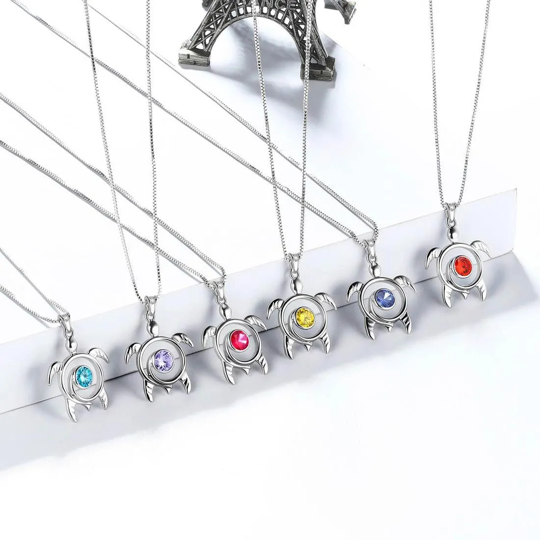 Tokyo Mart Turtle Rainbow Mystic Topaz Necklaces Women Girls Jewelry Gift Sterling Silver