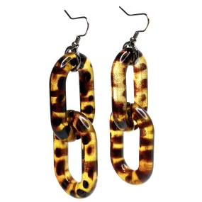 Tortoise Shell Acrylic 2 Link Earrings